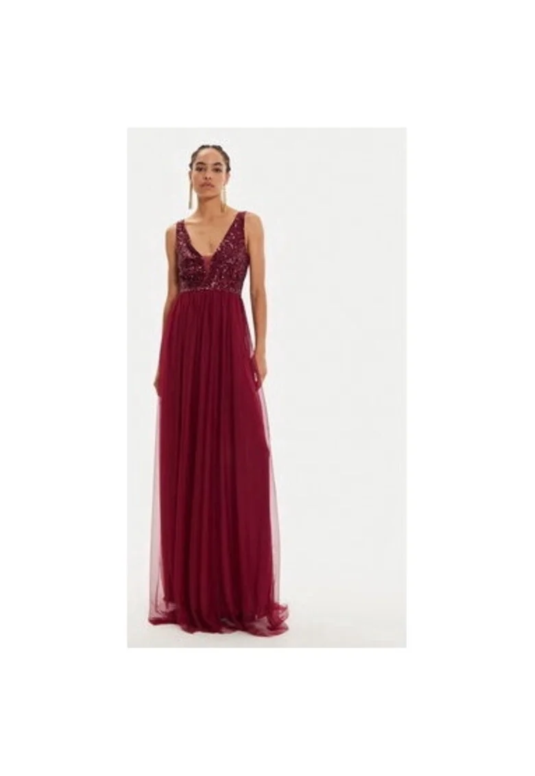 Rochie dama,  304725487, Poliester, Negru, Rosu