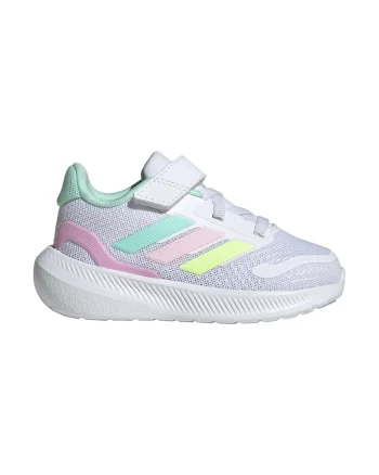 Pantofi sport Run Falcon 5 din material textil cu velcro, Roz pastel/Lila pal/Verde lime