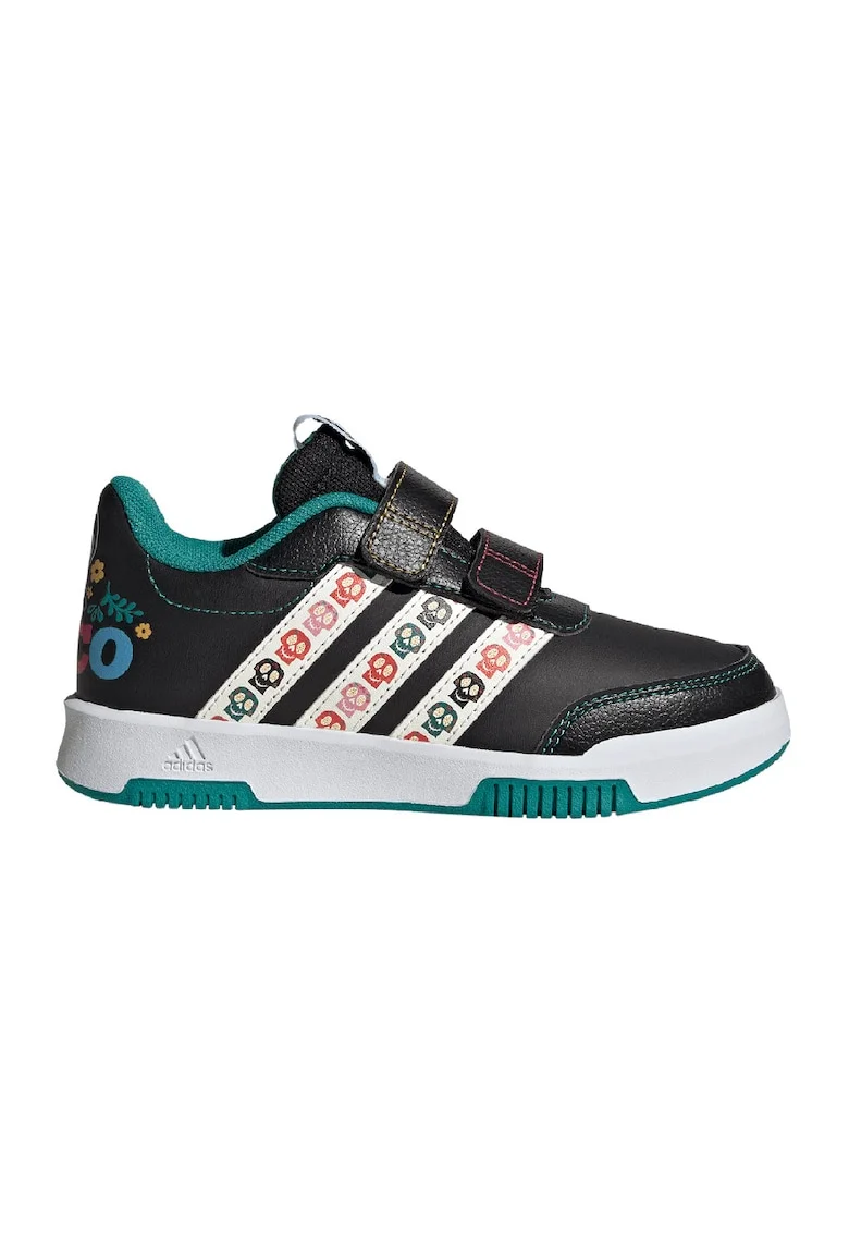 Pantofi sport cu velcro si garnituri cu imprimeu, Alb/Negru/Verde aquamarin