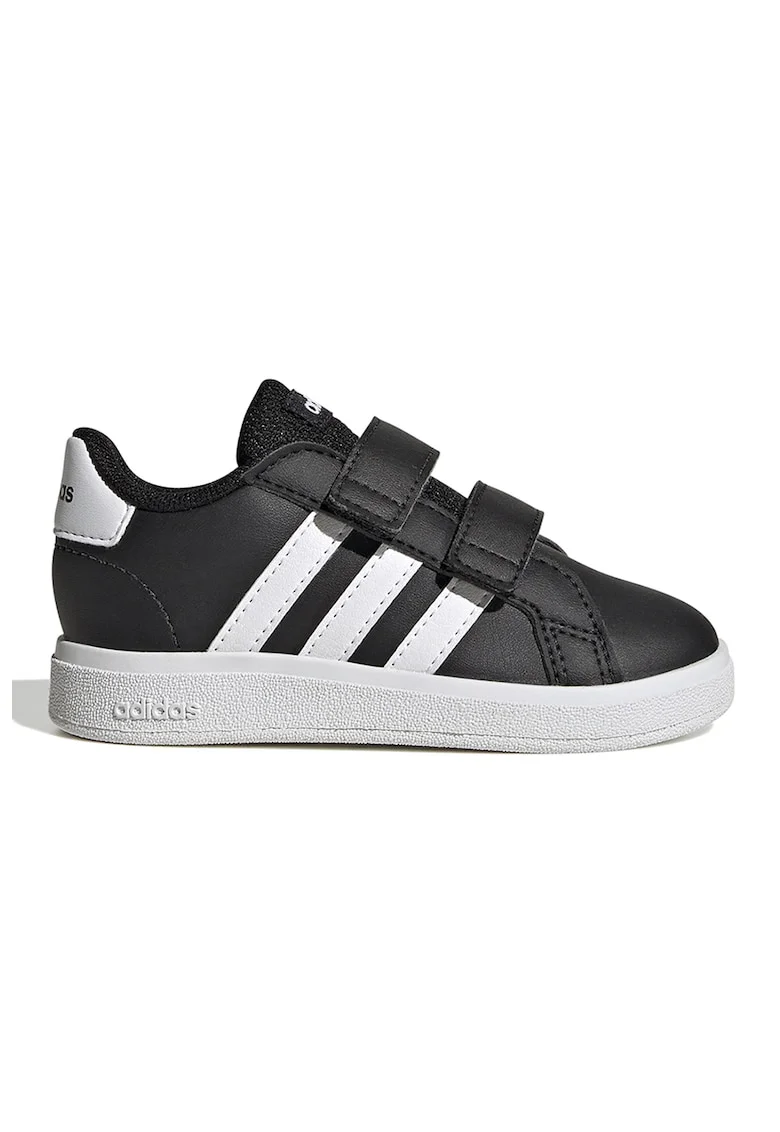 Pantofi sport din piele ecologica cu inchidere velcro Grand Court 2.0, Alb/Negru stins