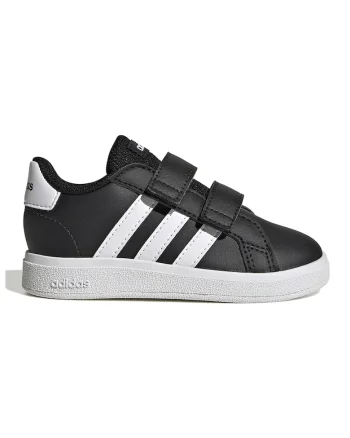 Pantofi sport din piele ecologica cu inchidere velcro Grand Court 2.0, Alb/Negru stins