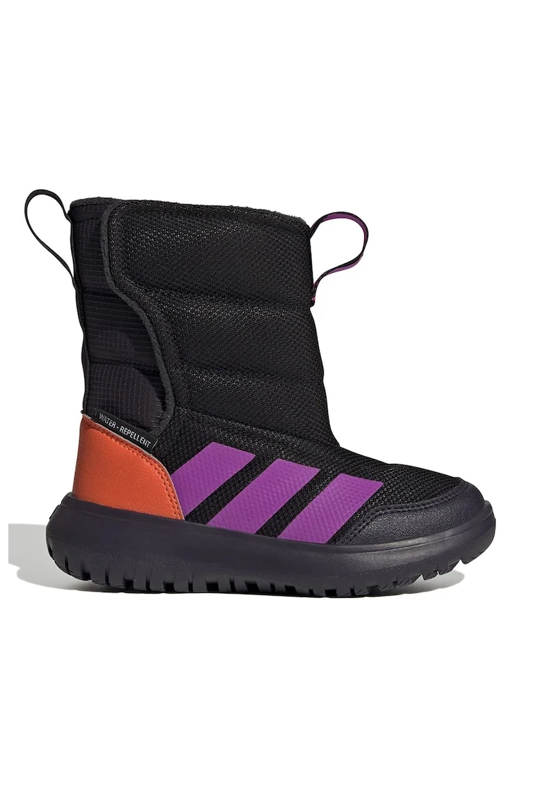 Ghete cu velcro si logo, Negru/Violet deschis