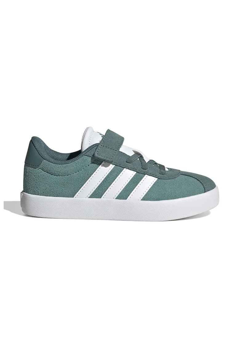 Pantofi sport VL Court 3.0 de piele intoarsa cu velcro, Alb/Verde persan