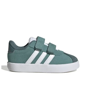 Pantofi sport Court 3.0 de piele intoarsa cu velcro, Alb/Verde persan