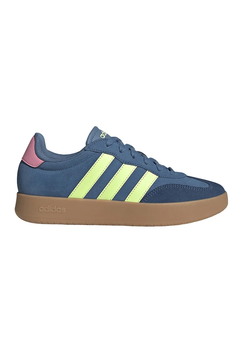 Pantofi sport Barreda din piele intoarsa cu insertii din material sintetic, Albastru inchis/Roz deschis/Verde fistic