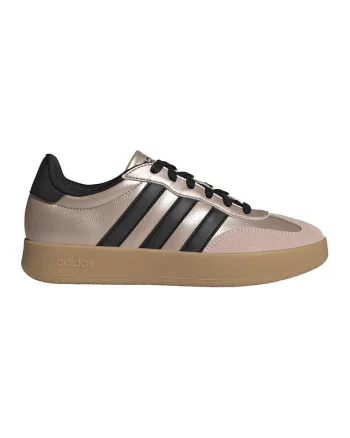 Pantofi sport Barreda din piele ecologica cu garnituri din piele intoarsa, Negru/Piersica/Auriu rose