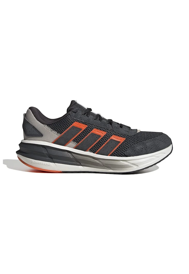 Pantofi sport AstraStar de piele ecologica si plasa, Portocaliu deschis/Gri antracit