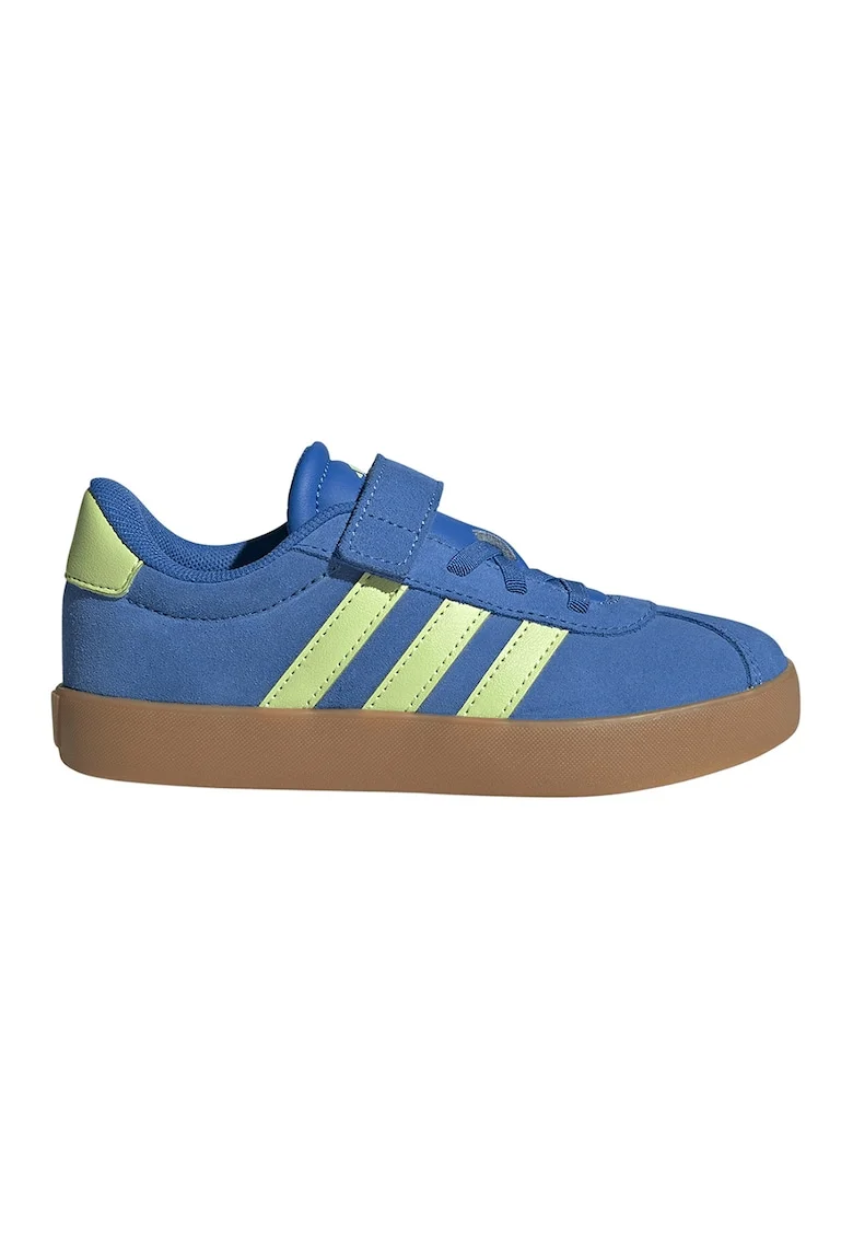 Pantofi sport VL Court 3.0 de piele intoarsa cu velcro, Albastru royal/Verde fistic