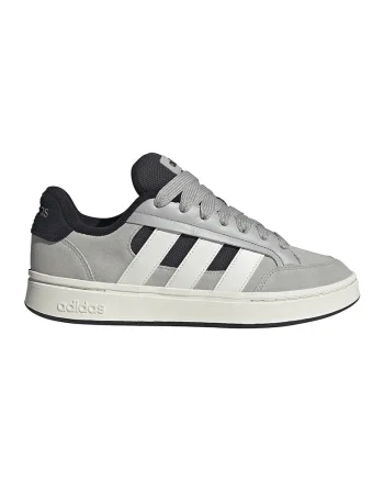 Pantofi sport Grand Court Alpha din piele intoarsa cu cusaturi contrastante, Negru/Gri deschis/Alb murdar