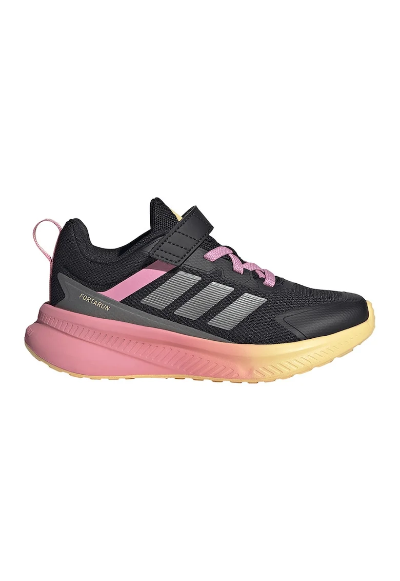 Pantofi sport FortaRun 4.0 cu velcro, Negru/Gri/Roz deschis