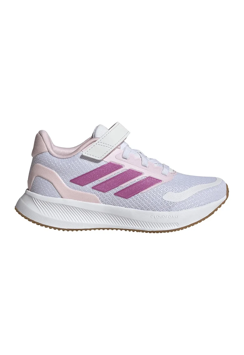 Pantofi sport Runfalcon 5 din plasa cu logo si velcro, Alb/Roz fandango/Roz pal