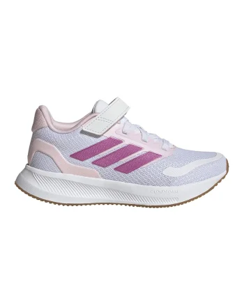 Pantofi sport Runfalcon 5 din plasa cu logo si velcro, Alb/Roz fandango/Roz pal