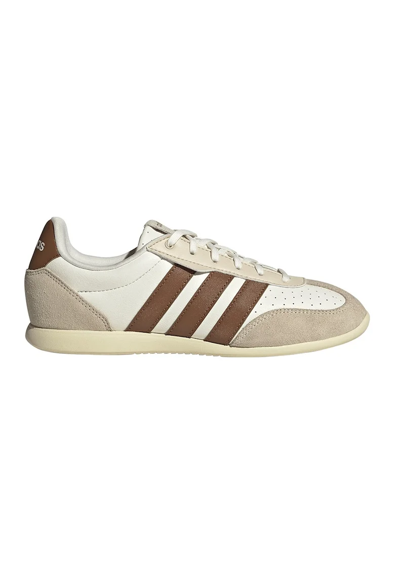 Pantofi sport Barred low-cut din piele, Maro/Alb murdar