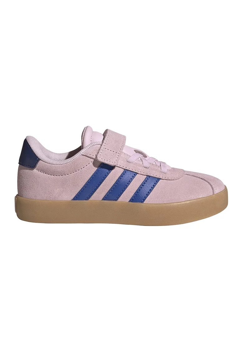 Pantofi sport VL Court 3.0 de piele intoarsa cu velcro, Roz pastel/Bleumarin