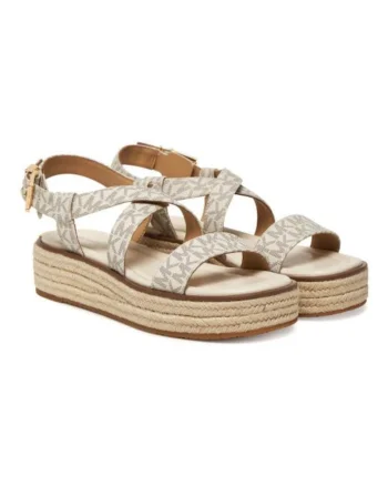 Sandale dama  Lynn, piele ecologica, platforma 5 cm, bej