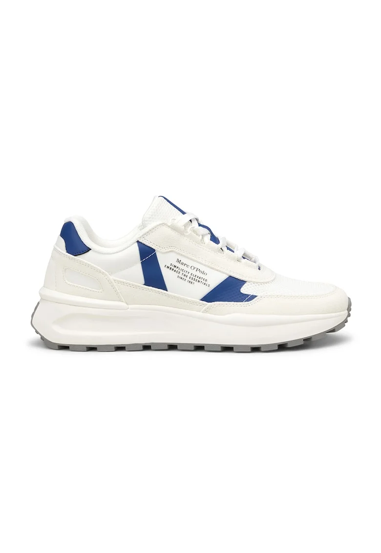 Pantofi sport cu insertii din piele intoarsa, Albastru royal/Alb murdar