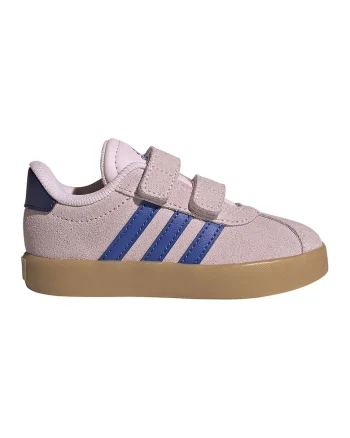 Pantofi sport Court 3.0 de piele intoarsa cu velcro, Albastru royal/Roz prafuit/Bleumarin