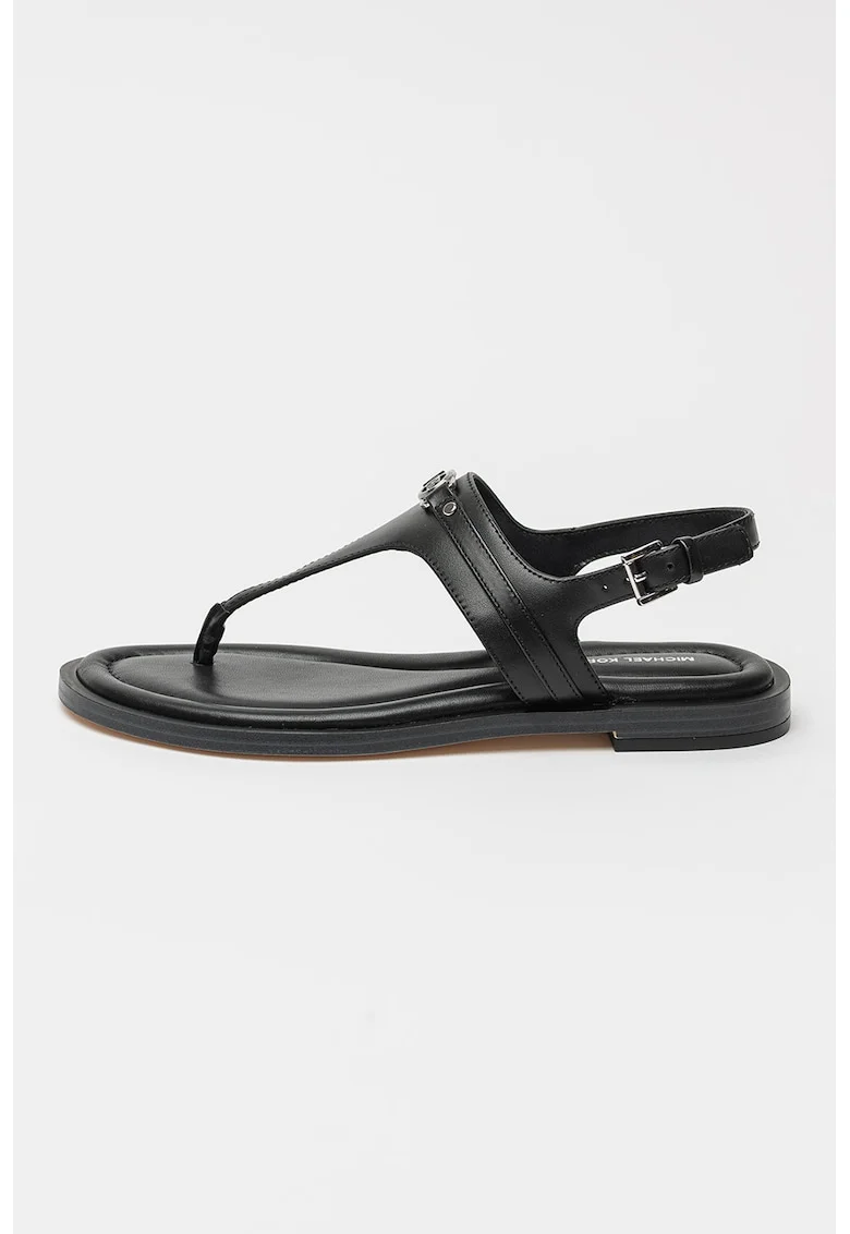 Sandale de piele cu bareta T, Negru