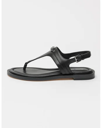 Sandale de piele cu bareta T, Negru