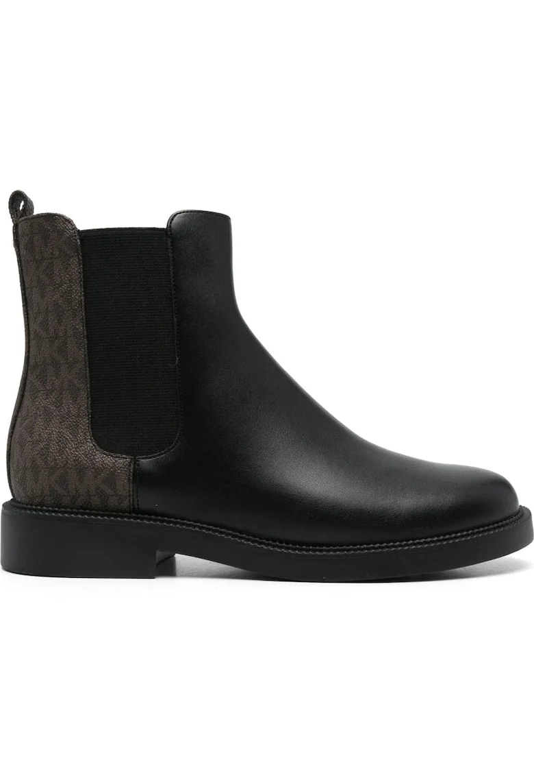 Botine dama,  poliuretan/poliester, negru/maro
