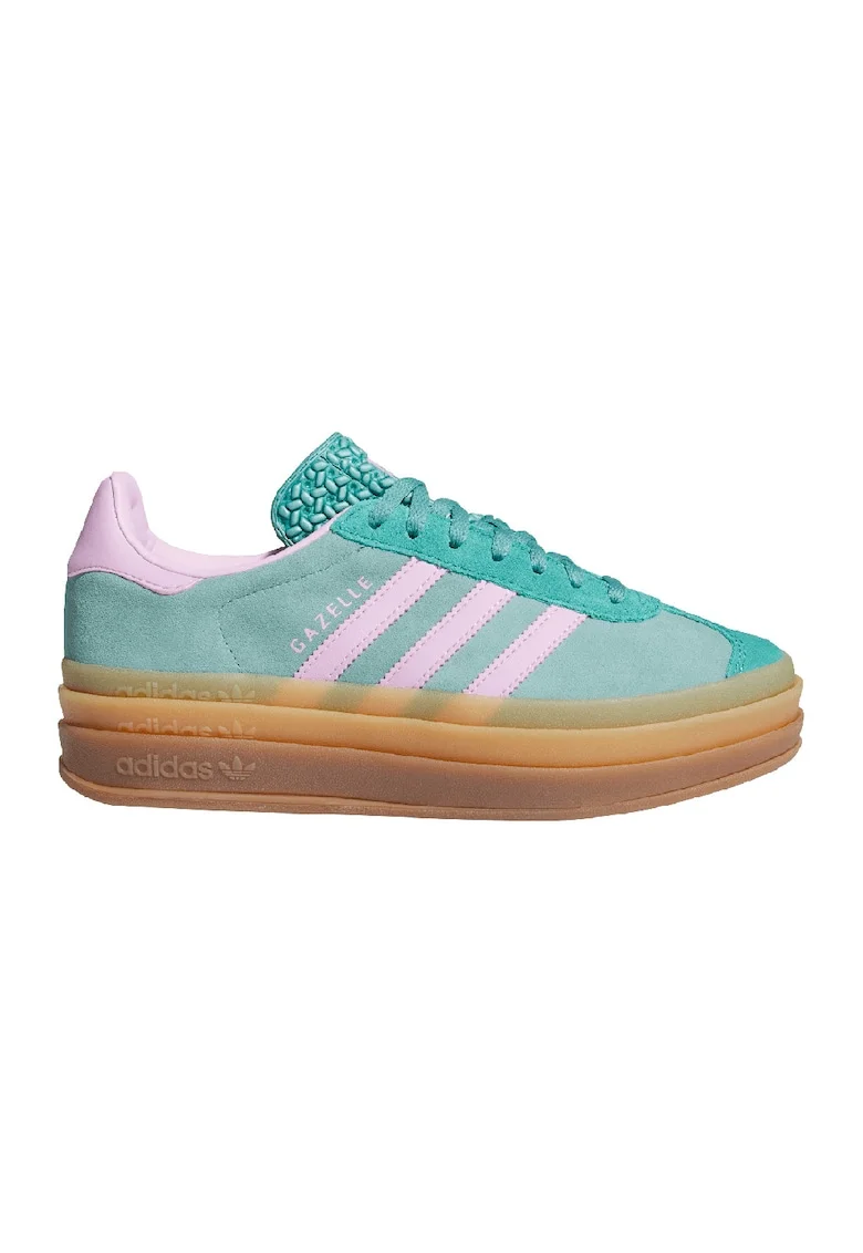 Pantofi sport Gazelle Bold flatform din piele intoarsa cu garnituri din material sintetic, Verde deschis/Roz