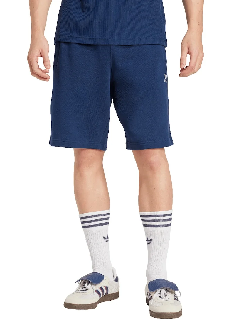Pantaloni de trening scurti de bumbac Essentials Trefoil, Albastru petrol