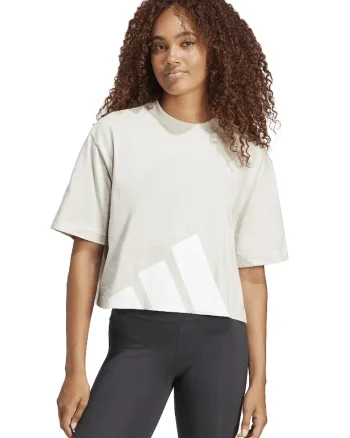 Tricou crop cu croiala lejera Essential, Alb fildes/Alb optic
