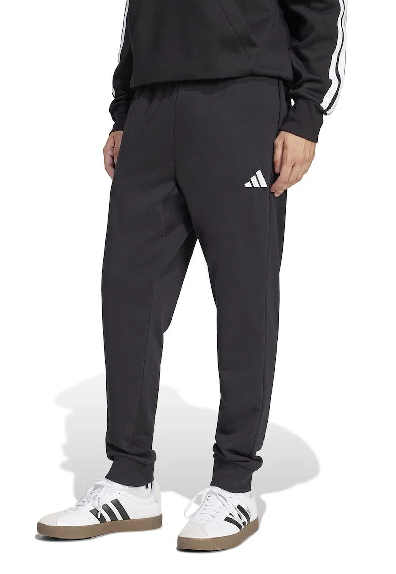 Pantaloni de trening conici cu buzunare laterale, Alb/Negru