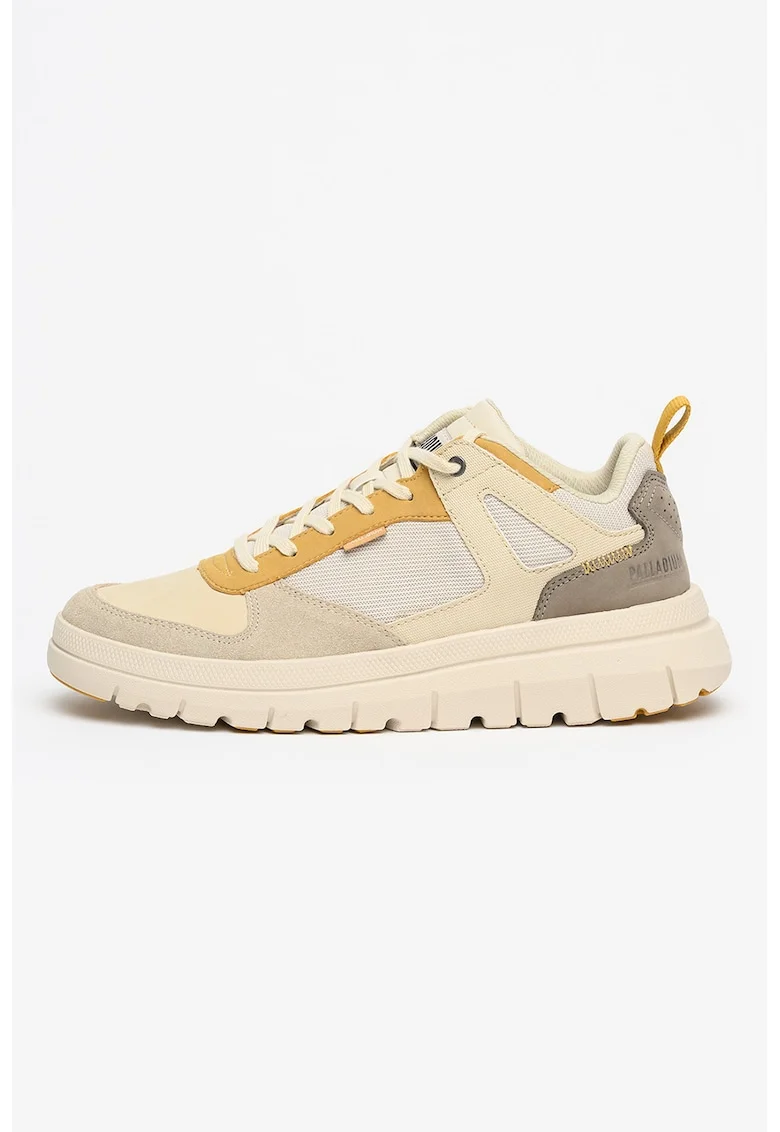 Pantofi sport Pallaflex cu insertii din piele intoarsa, Verde pal/Maro camel/Ocru