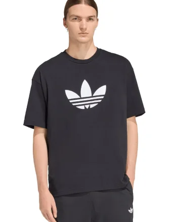 Tricou cu imprimeu logo Tirefoil, Alb/Negru