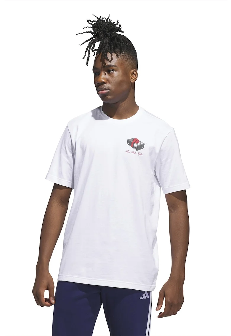 Tricou de bumbac cu decolteu la baza gatului, Alb optic