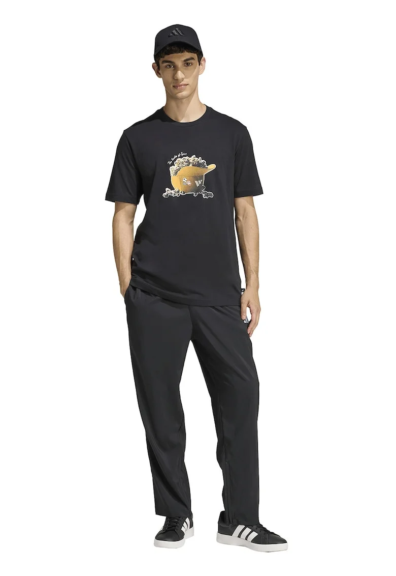 Tricou de bumbac cu imprimeu grafic, Negru