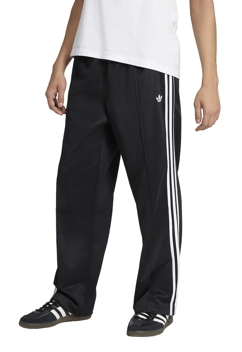 Pantaloni de trening cu segmente logo laterale, Alb/Negru
