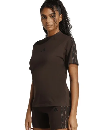 Tricou cu decolteu la baza gatului si detaliu logo, Maro