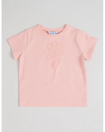 Tricou din amestec de bumbac cu broderie, Roz pastel