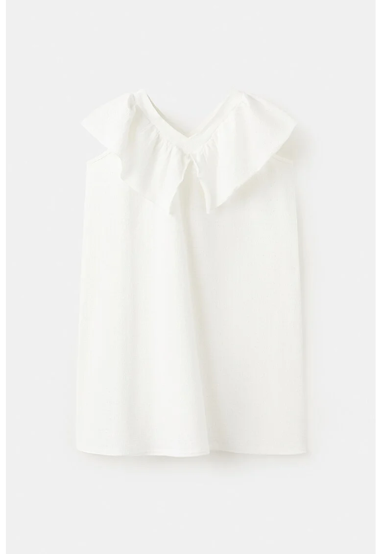 Rochie cu guler funda, Alb