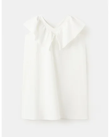 Rochie cu guler funda, Alb