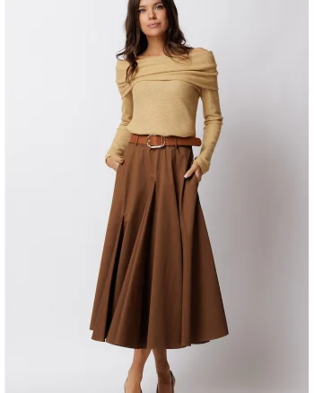 Bluza uni cu decolteu pe umeri, Ocru