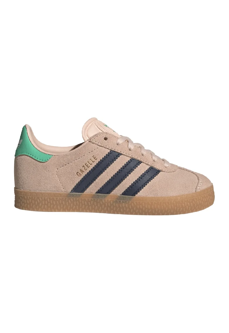 Pantofi sport din piele intoarsa cu garnituri de piele ecologica Gazelle, Roz prafuit/Bleumarin