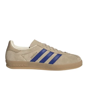 Pantofi sport Gazelle Indoor de piele intoarsa cu benzi logo contrastante, Albastru inchis/Bej deschis