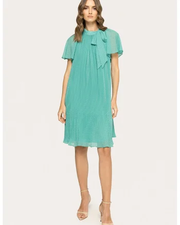 Rochie midi lejera cu aplicatii cu paiete, Turcoaz