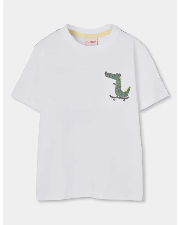 Tricou din bumbac cu imprimeu cu crocodili, Alb/Verde