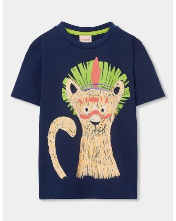 Tricou din bumbac cu imprimeu, Albastru ultramarin