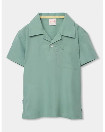 Tricou polo din amestec de in, Verde deschis