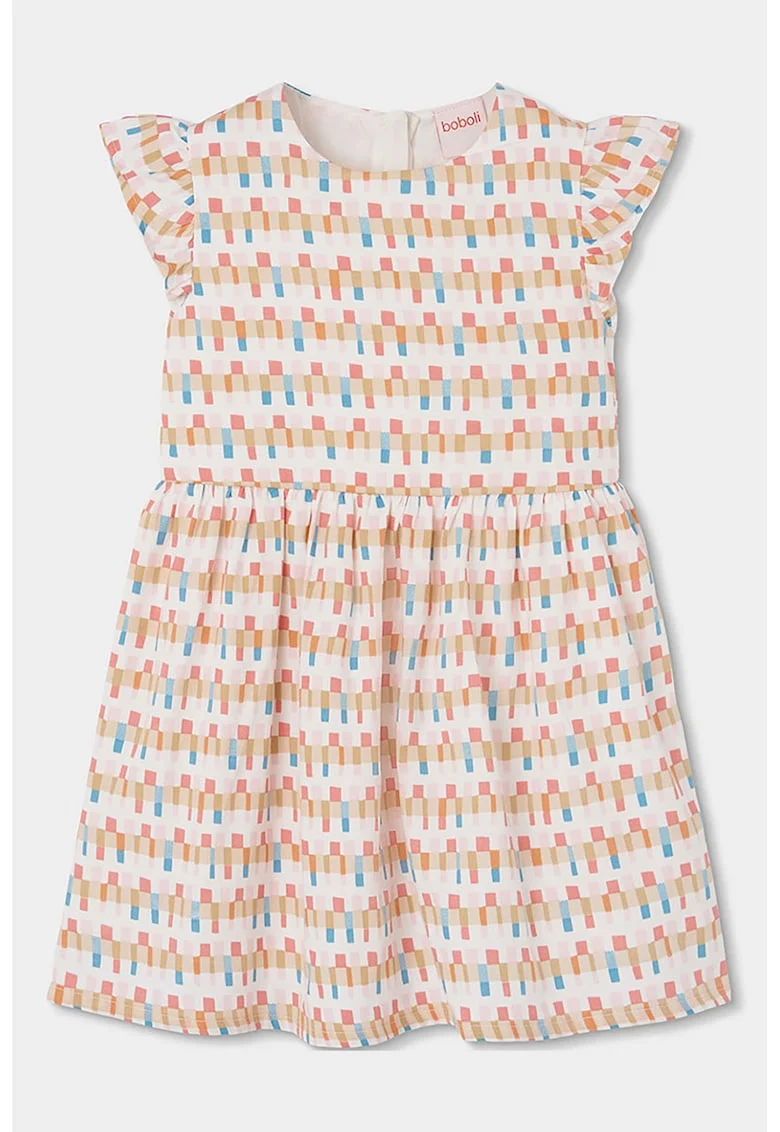 Rochie din bumbac cu imprimeu geometric, Roz pastel/Bej