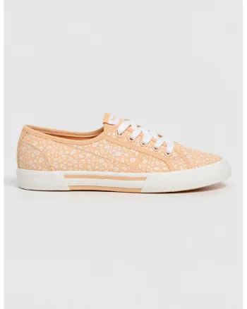 Tenisi cu animal print, Alb/Portocaliu pal