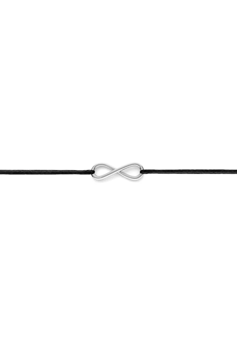 Bratara cu infinit din Argint 925, snur reglabil, Negru