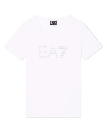 Tricou dama  TRAIN LOGO SERIES W TEE SS RN FANCY STRASS, Bumbac, Alb,