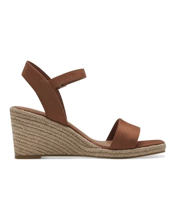 Sandale-espadrile cu talpa wedge, Maro scortisoara