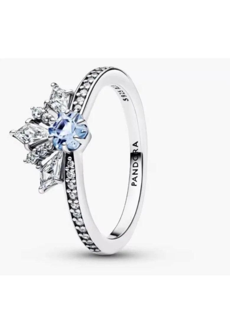 Inel  Argint 925, tiara, cristal albastru, 54